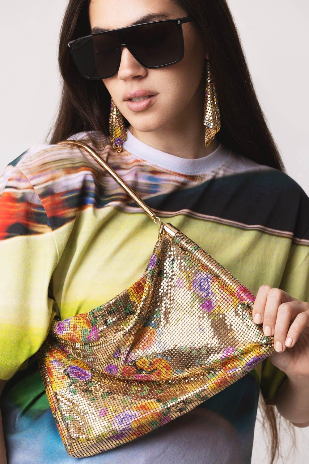 RABANNE-Pixel Tube Bag - Flower-FLOWER/YELLOW/ORANGE