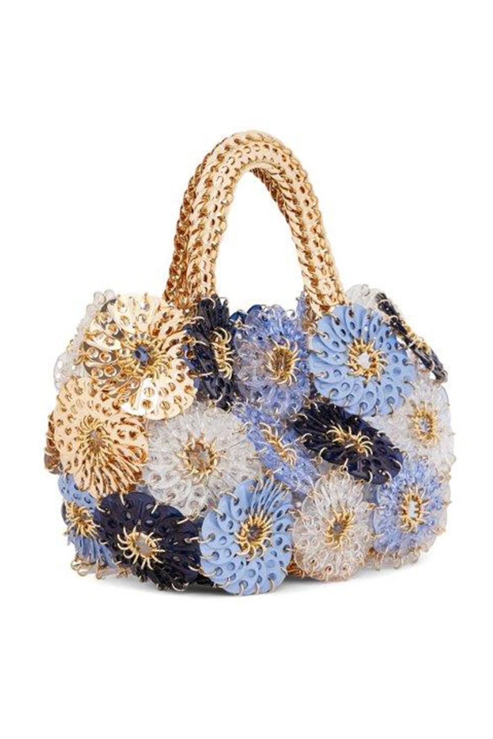 Top Handle Sac A Main Bag-BLEU/GOLD-HANDBAGTOP HANDLE-RABANNE