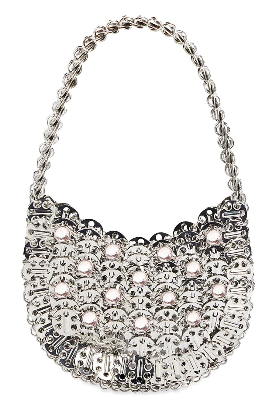 RABANNE-Small Moon Handbag-SLV/PNK