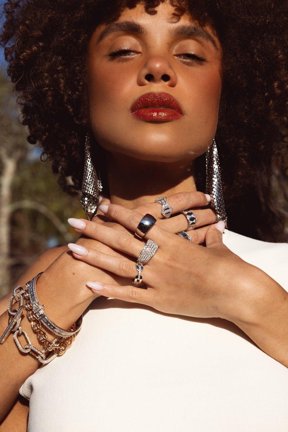 RABANNE-Chainmail Earrings - Silver-SILVER