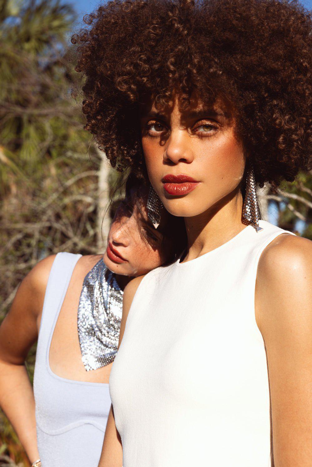 RABANNE-Chainmail Earrings - Silver-SILVER