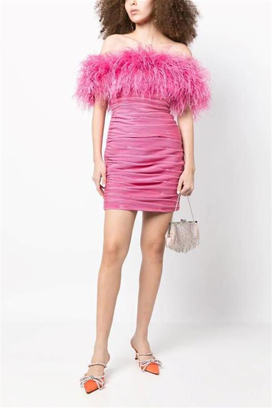 RACHEL GILBERT-Zion Mini Pleated Dress- Pink-