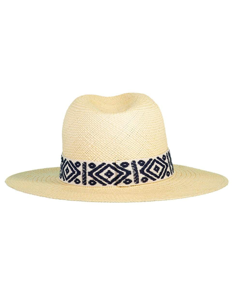 RAFFAELLO BETTINI-Large Panama Fedora Rhombus Band Hat-
