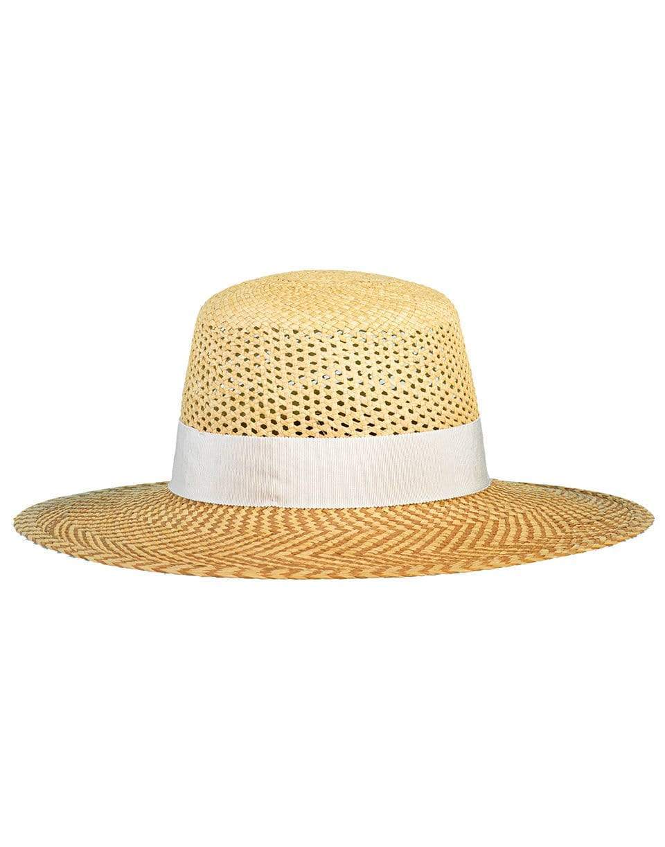 RAFFAELLO BETTINI-Bi-Color Panama Pamela Bow Hat-