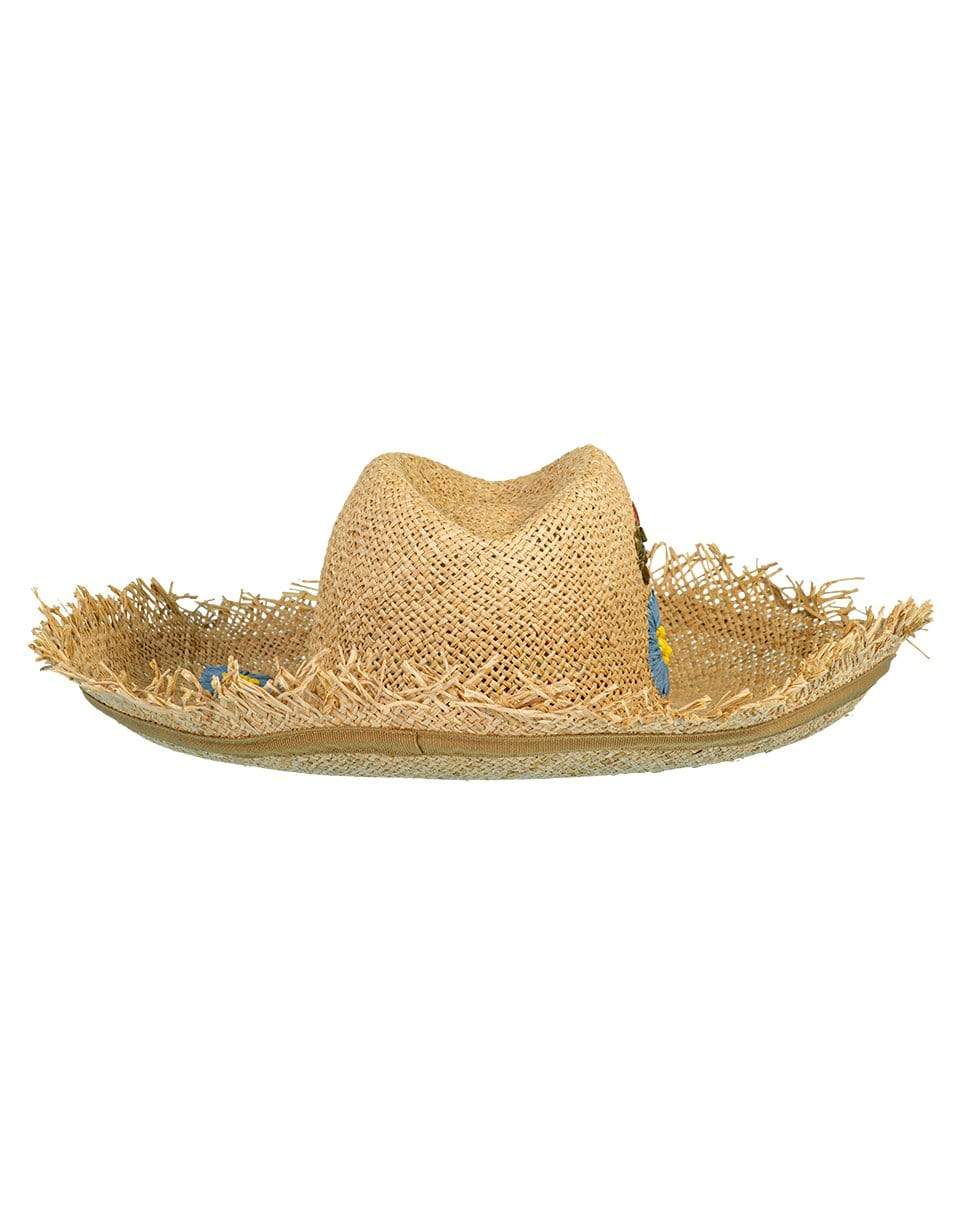 RAFFAELLO BETTINI-Flower Embroidered Straw Hat-