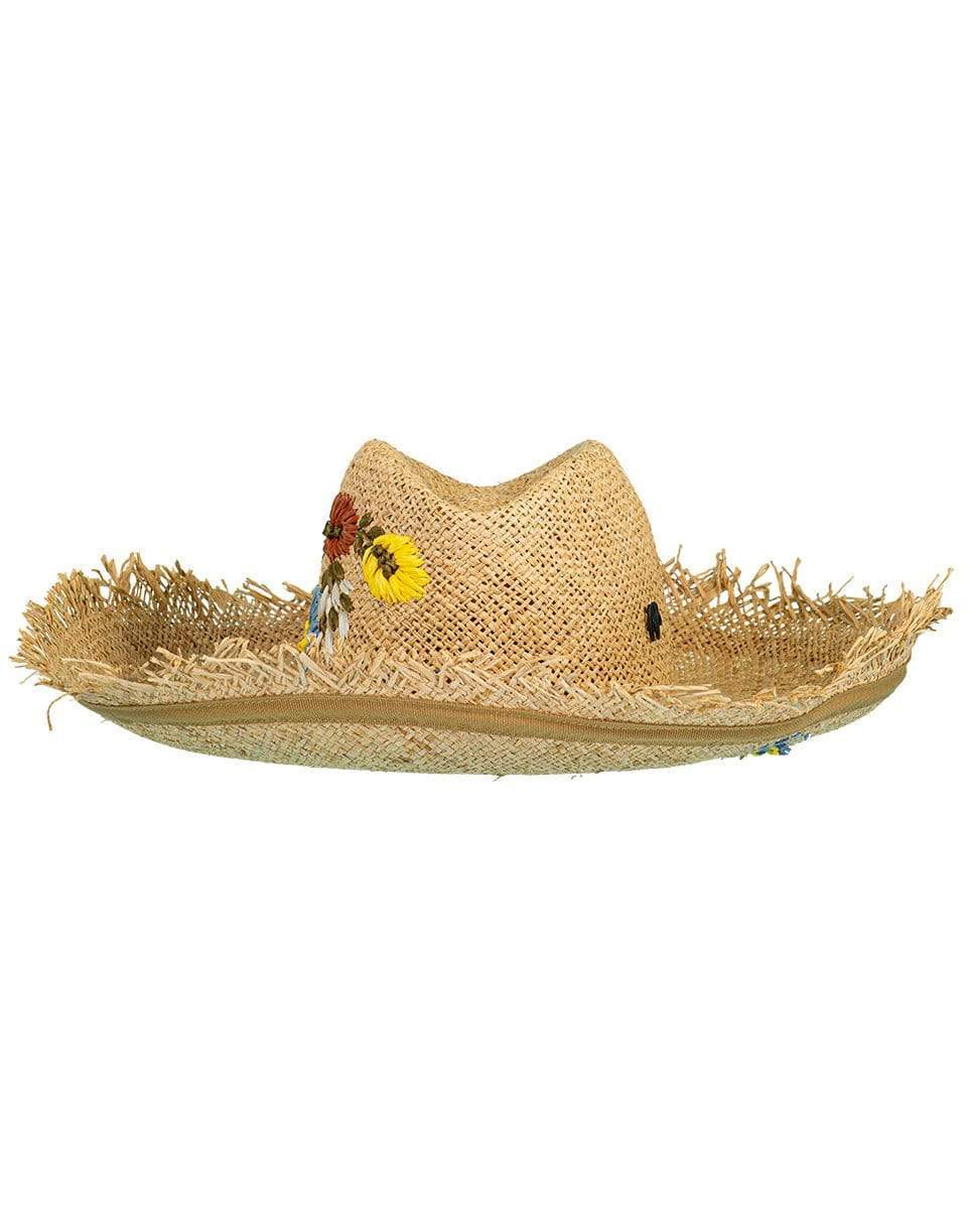 RAFFAELLO BETTINI-Flower Embroidered Straw Hat-