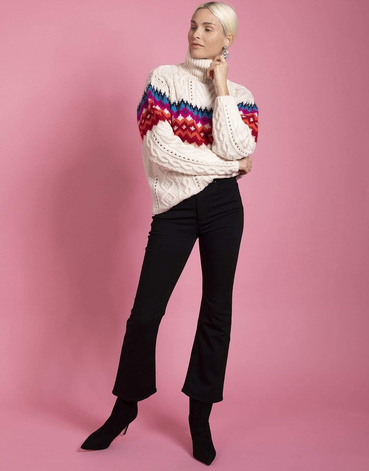 RAG & BONE-Willow Wool Fai Isle Turtleneck Top-