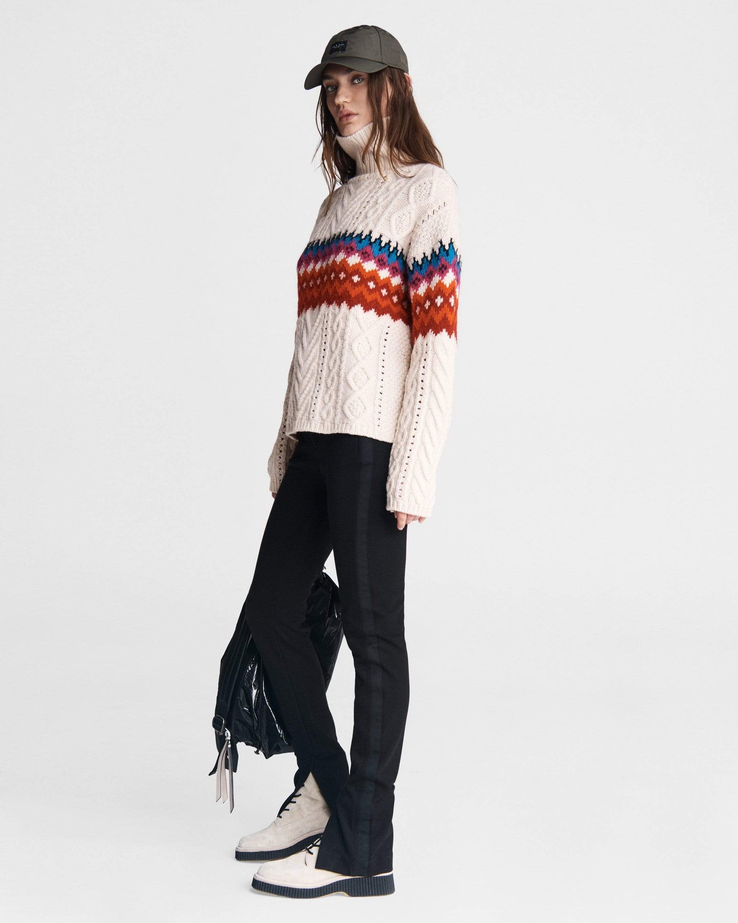 RAG & BONE-Willow Wool Fai Isle Turtleneck Top-