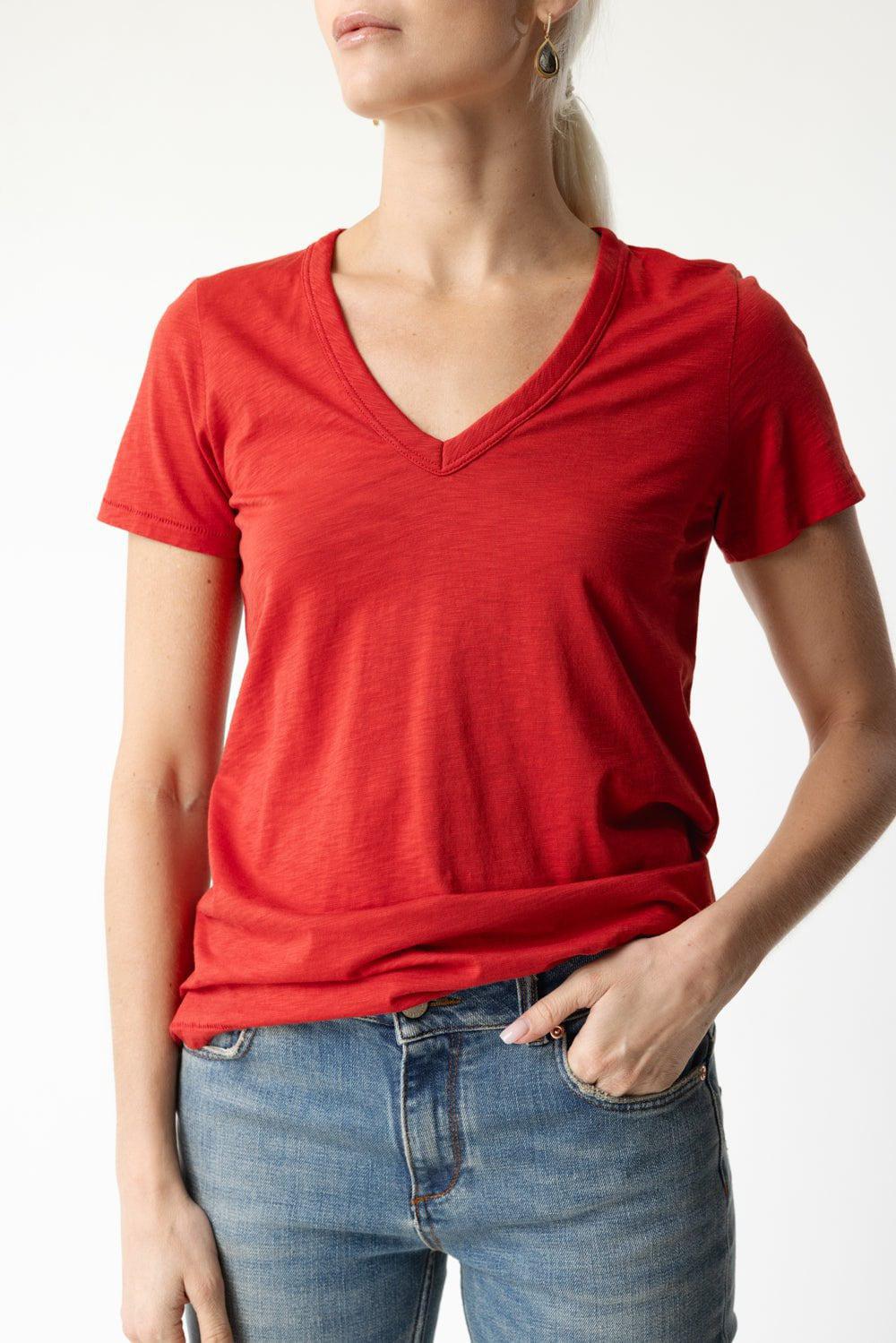 RAG & BONE-The Slub Vee - Red-