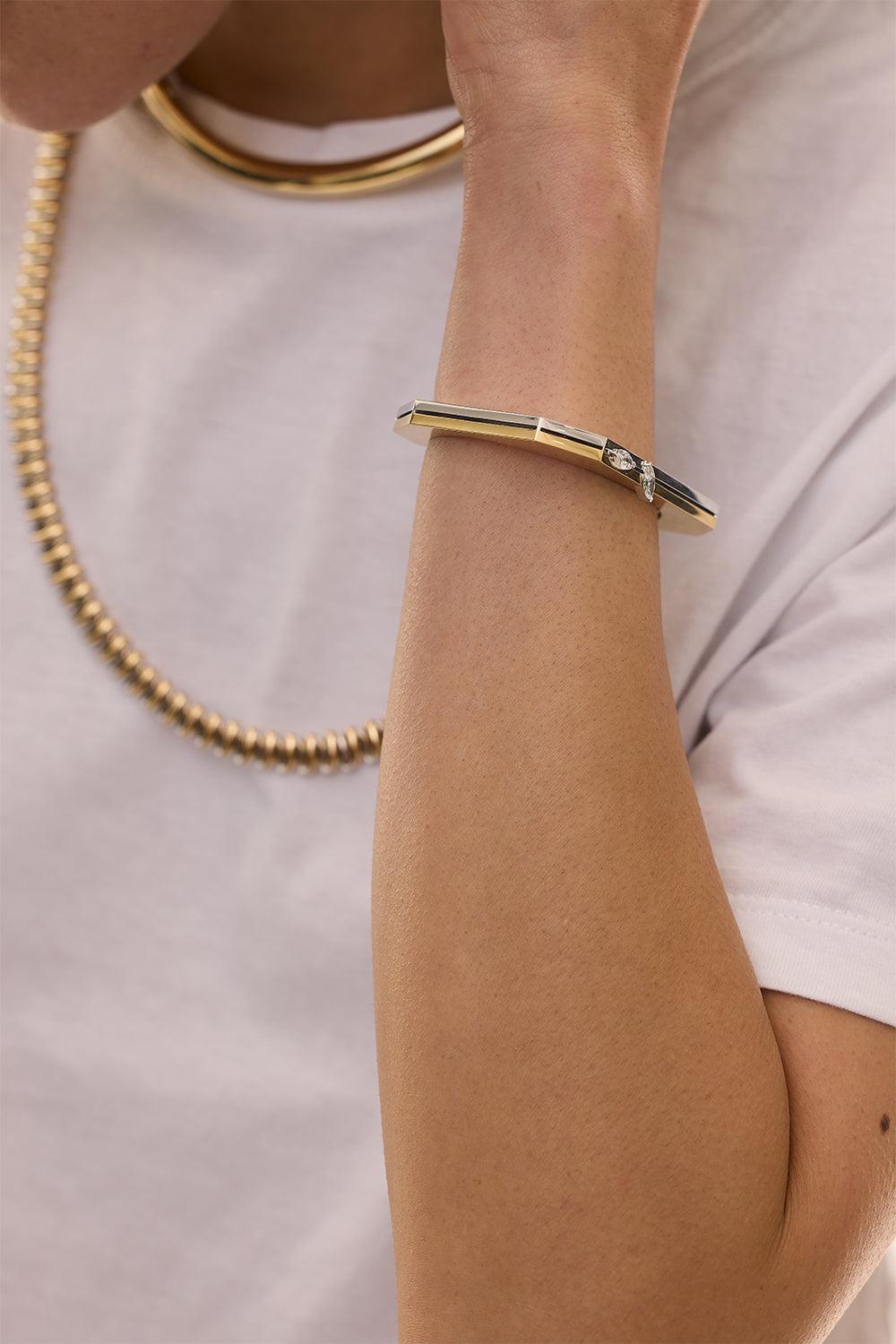 Diamond Marquise Bold Bracelet-YELLOW GOLD-JEWELRYFINE JEWELBRACELET O-RAINBOW K