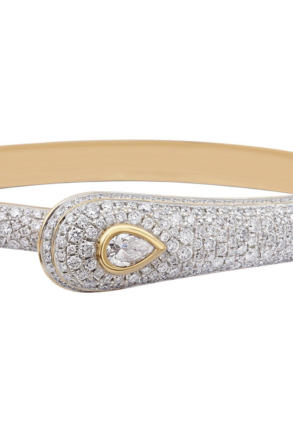 Diamond Pear Prestige Bangle Bracelet-YELLOW GOLD-JEWELRYFINE JEWELBRACELET O-RAINBOW K