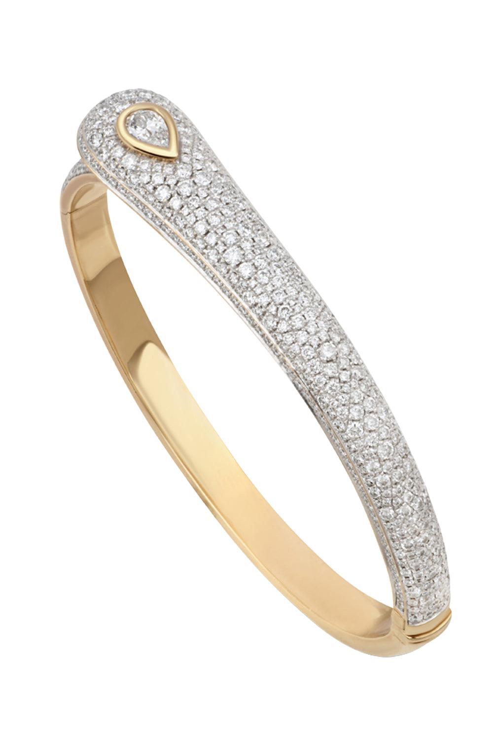 Diamond Pear Prestige Bangle Bracelet-YELLOW GOLD-JEWELRYFINE JEWELBRACELET O-RAINBOW K