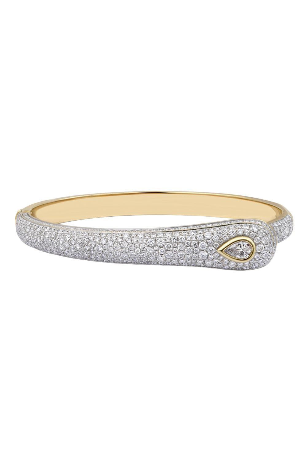 Diamond Pear Prestige Bangle Bracelet-YELLOW GOLD-JEWELRYFINE JEWELBRACELET O-RAINBOW K