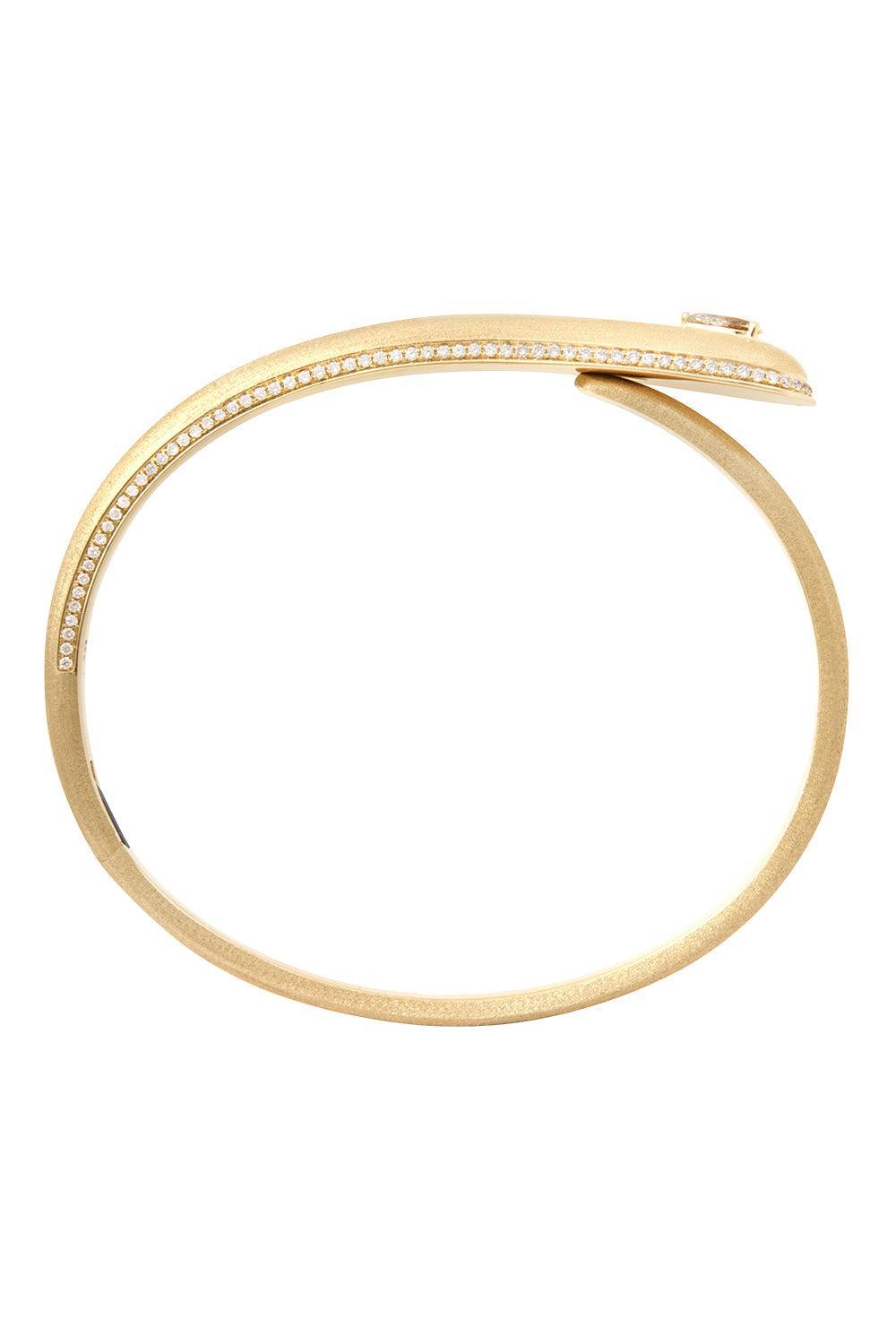 Diamond Pear Prestige Brush Bangle Bracelet-YELLOW GOLD-JEWELRYFINE JEWELBRACELET O-RAINBOW K