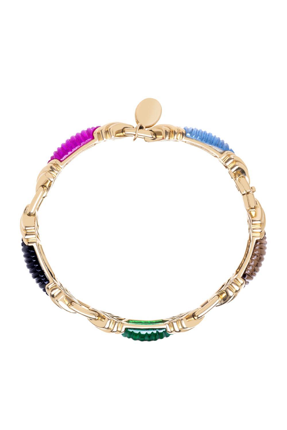 Onyx Emerald Tourmaline Cleopatra Bangle Bracelet-YELLOW GOLD-JEWELRYFINE JEWELBRACELET O-RAINBOW K