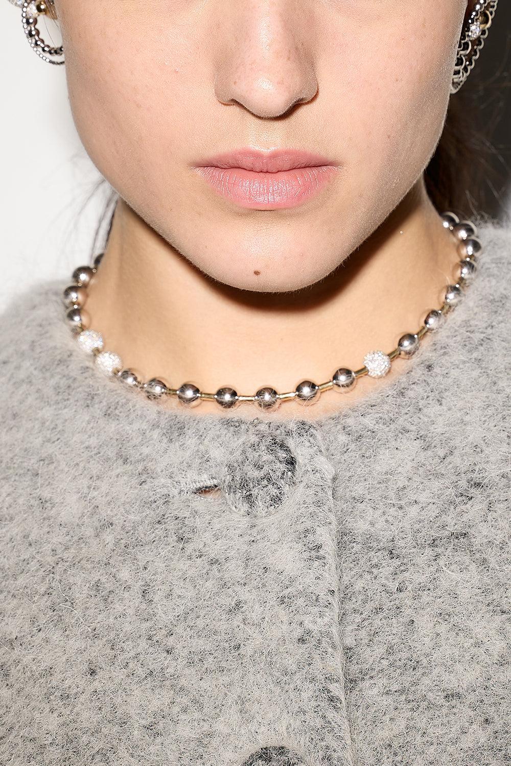 Diamond Ball Necklace-WHITE GOLD-JEWELRYFINE JEWELNECKLACE O-RAINBOW K
