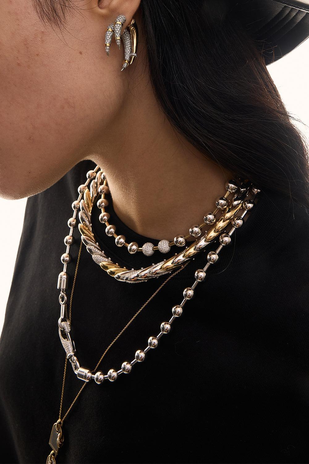 Diamond Ball Necklace-WHITE GOLD-JEWELRYFINE JEWELNECKLACE O-RAINBOW K