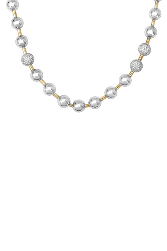 Diamond Ball Necklace-WHITE GOLD-JEWELRYFINE JEWELNECKLACE O-RAINBOW K