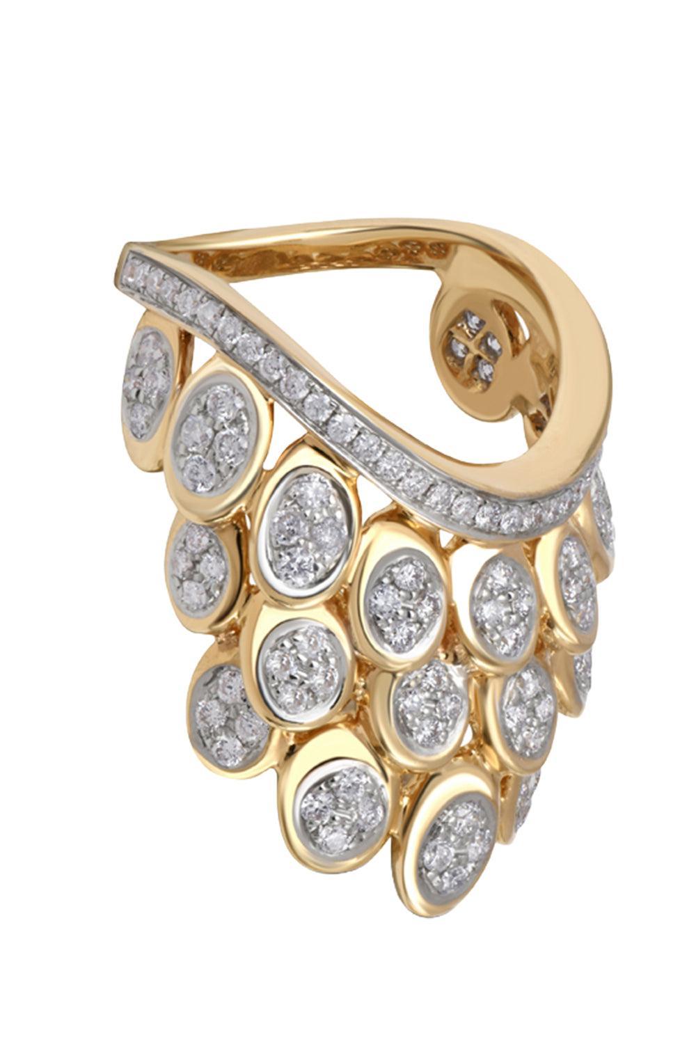 Diamond Full Pave Blossom Ring-YELLOW GOLD-JEWELRYFINE JEWELRING-RAINBOW K