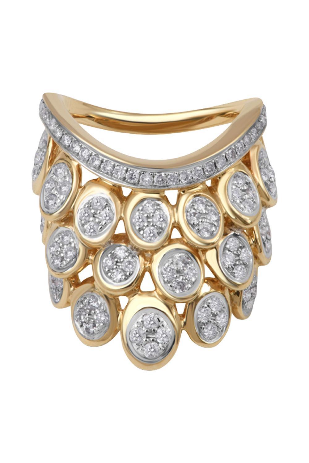 Diamond Full Pave Blossom Ring-YELLOW GOLD-JEWELRYFINE JEWELRING-RAINBOW K