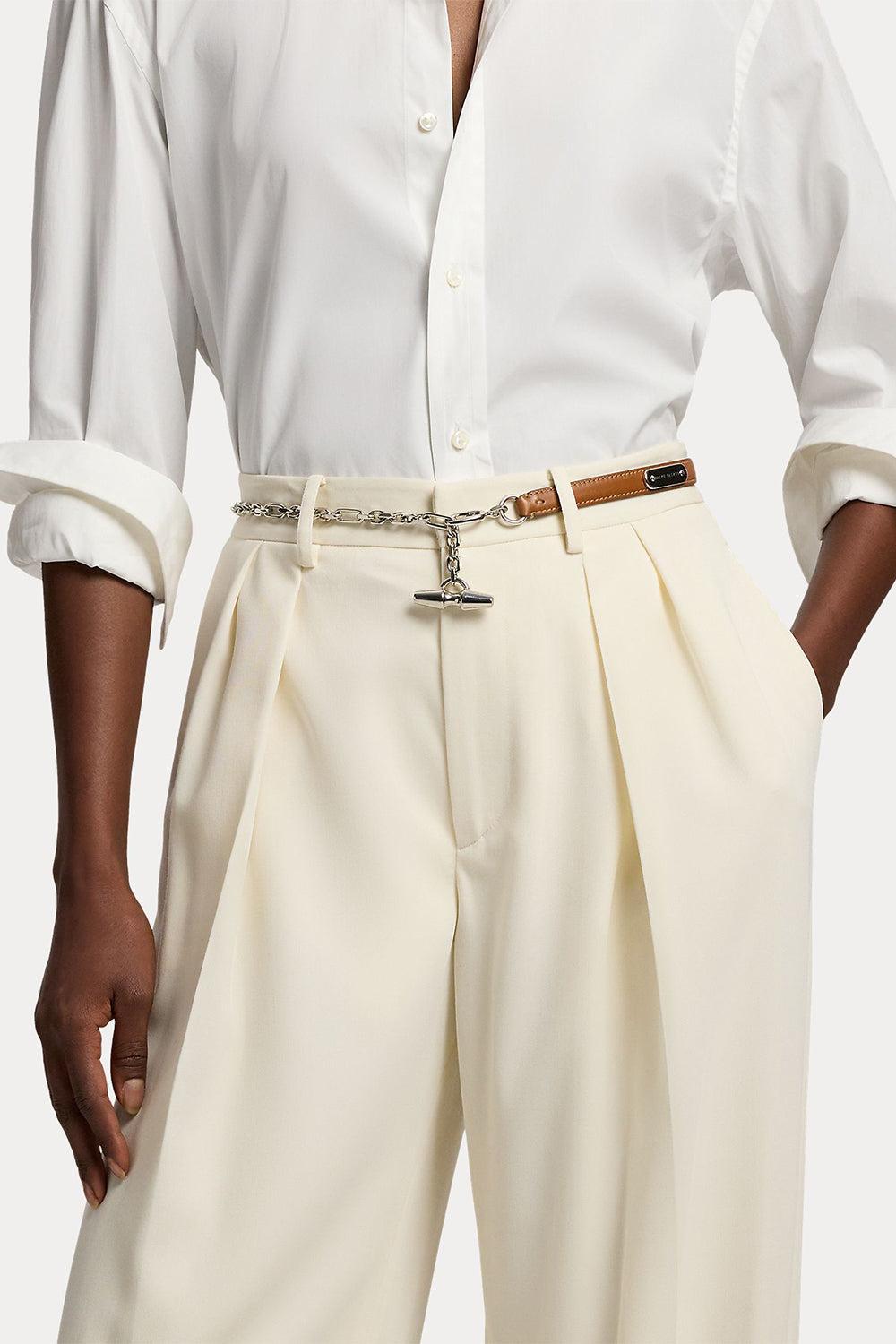 Calfskin Toggle Skinny Belt - Cream Navy-BROWN-XS-ACCESSORIEBELTS-RALPH LAUREN