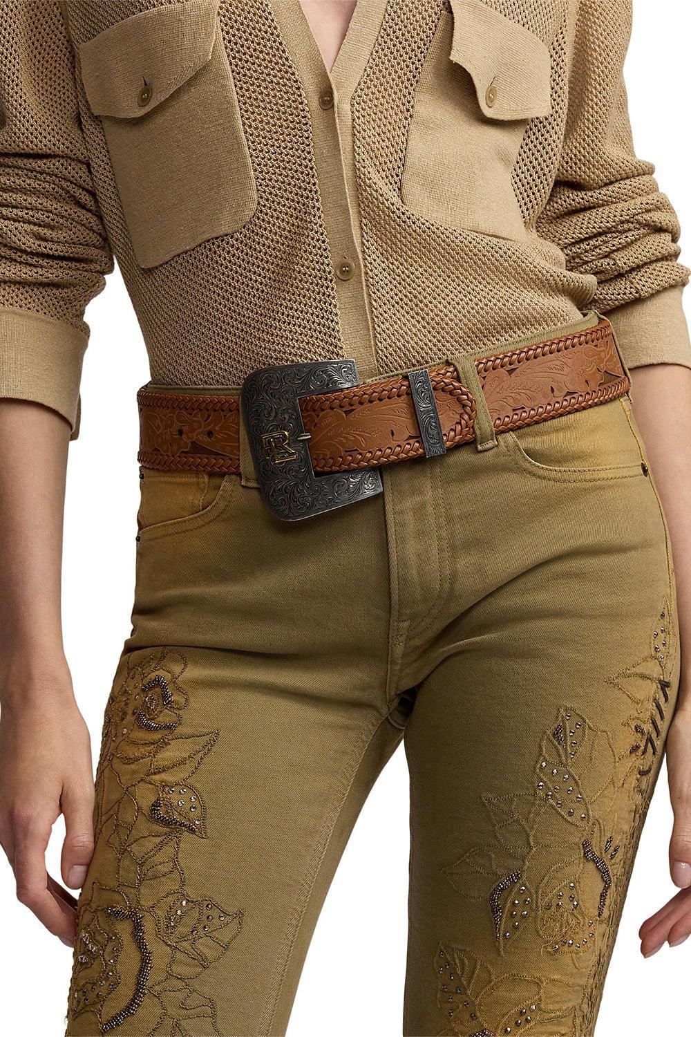 Tooled Buckle Belt-RL GOLD-S-ACCESSORIEBELTS-RALPH LAUREN