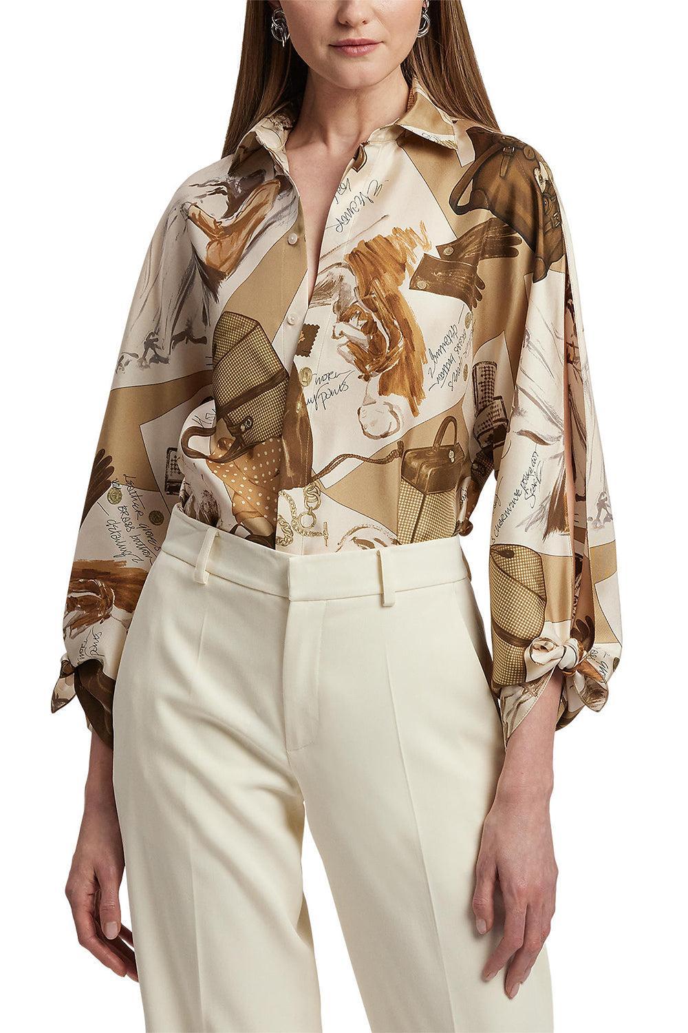 Mid Sleeve Karen Blouse-TAN MLTI-2-CLOTHINGTOPBLOUSE-RALPH LAUREN