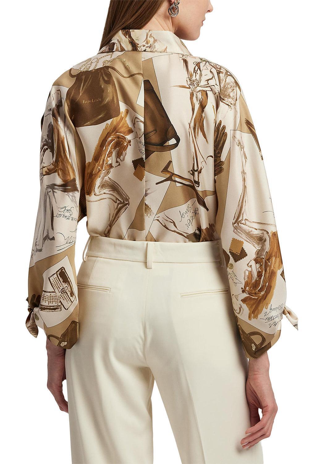 Mid Sleeve Karen Blouse-TAN MLTI-2-CLOTHINGTOPBLOUSE-RALPH LAUREN