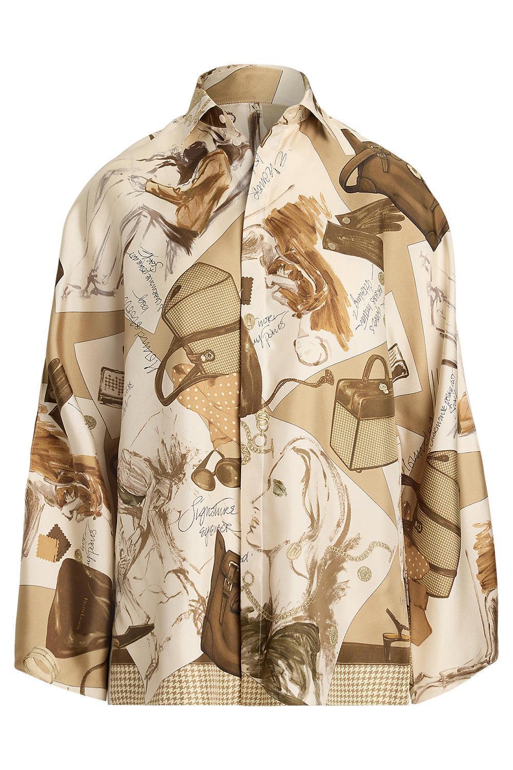 Mid Sleeve Karen Blouse-TAN MLTI-2-CLOTHINGTOPBLOUSE-RALPH LAUREN