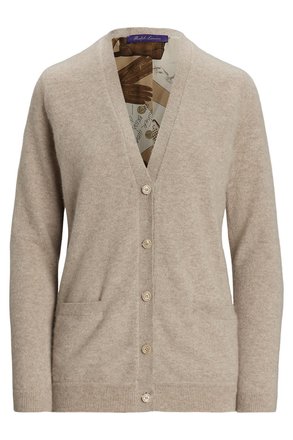 Long Sleeve V-Neck Cardigan-TAN MLTI-XS-CLOTHINGTOPCARDIGAN-RALPH LAUREN