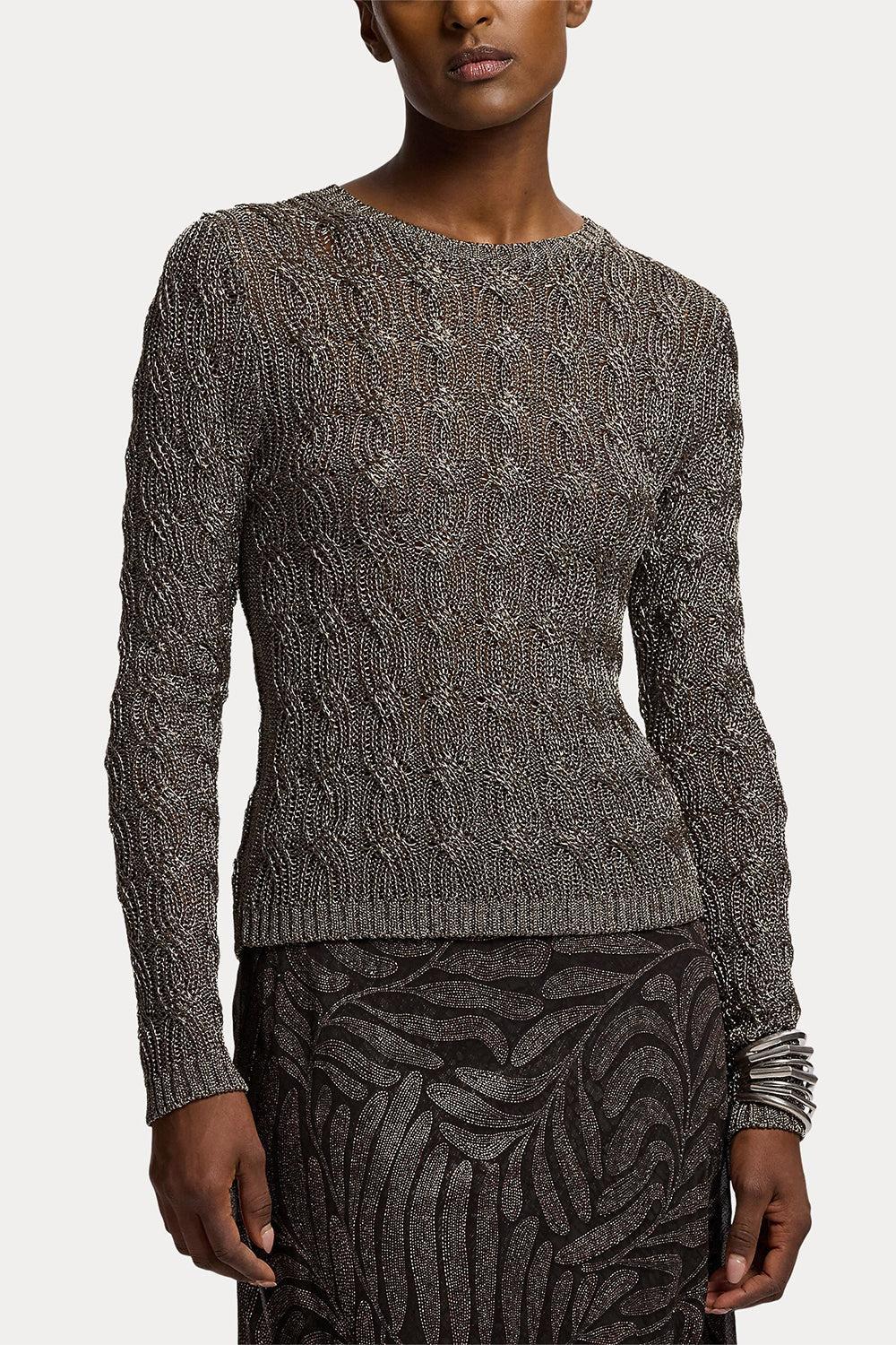 Metallic Crewneck Sweater-GOLD-S-CLOTHINGTOPKNITS-RALPH LAUREN