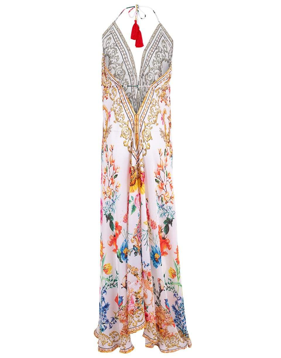 RANEES-White Hawaii V-Neck Long Halter Dress-WHITE