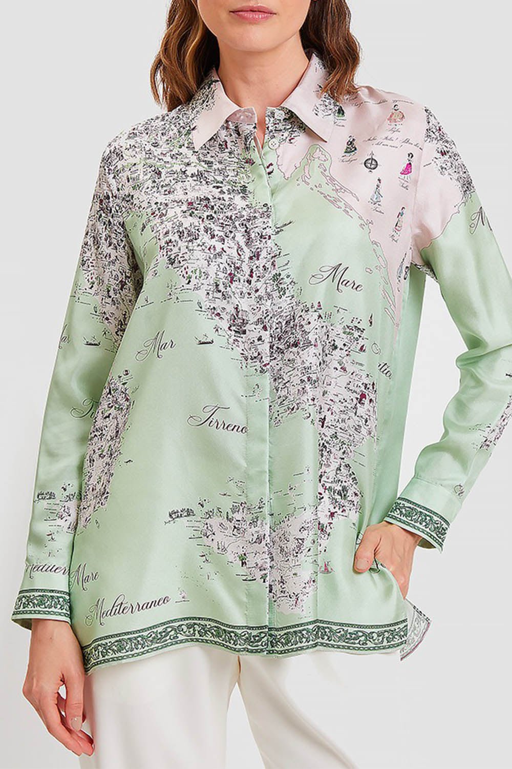 RANI ARABELLA-Printed Soft Shirt - Celadon-