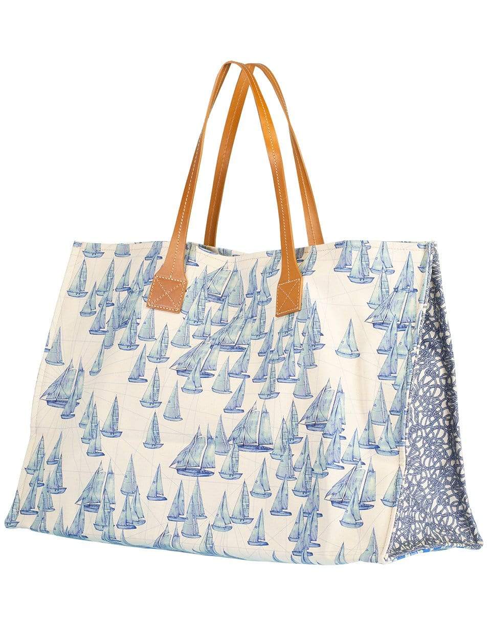 RANI ARABELLA-Beach Print Canvas Beach Bag-BLUE
