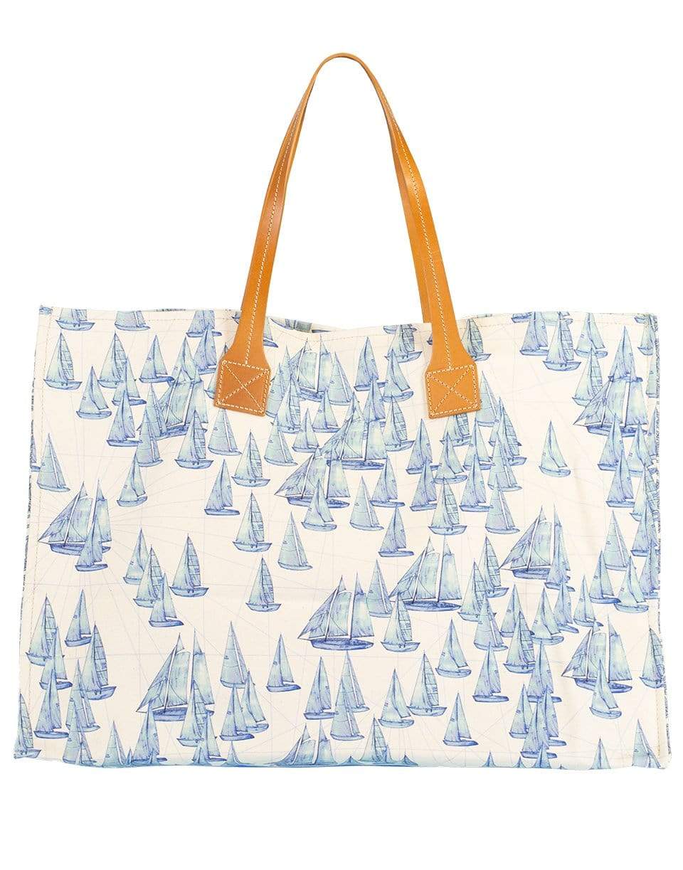 RANI ARABELLA-Beach Print Canvas Beach Bag-BLUE