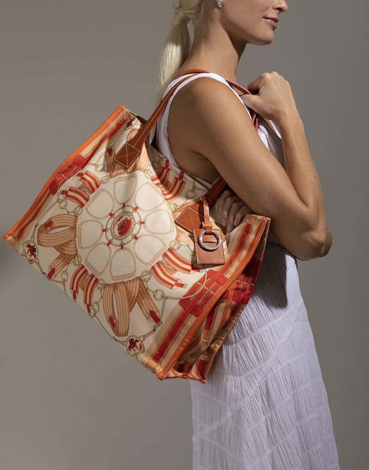 RANI ARABELLA-Medium Stirrups Tote-ORANGE