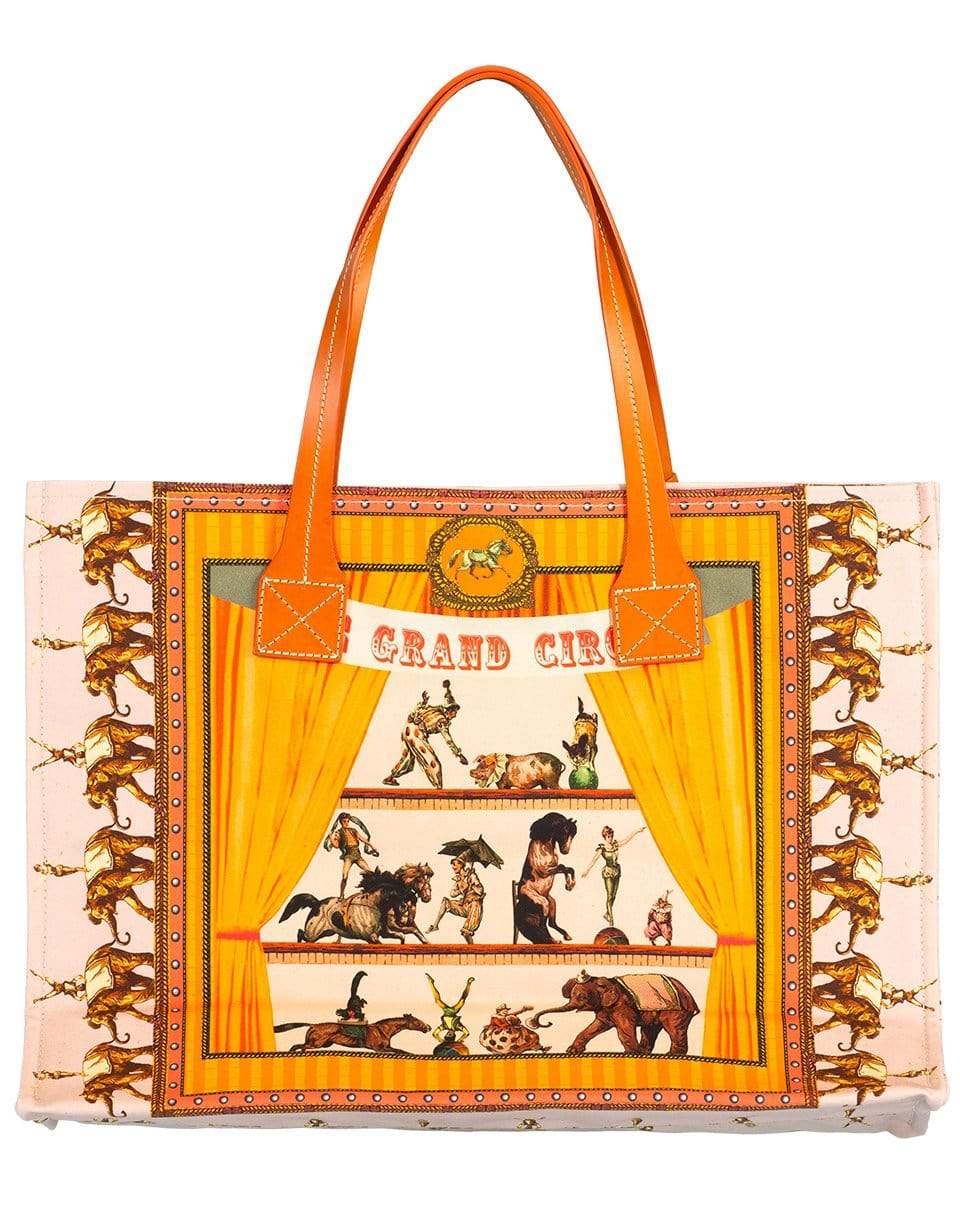RANI ARABELLA-Circus Printed Canvas Tote-PINK