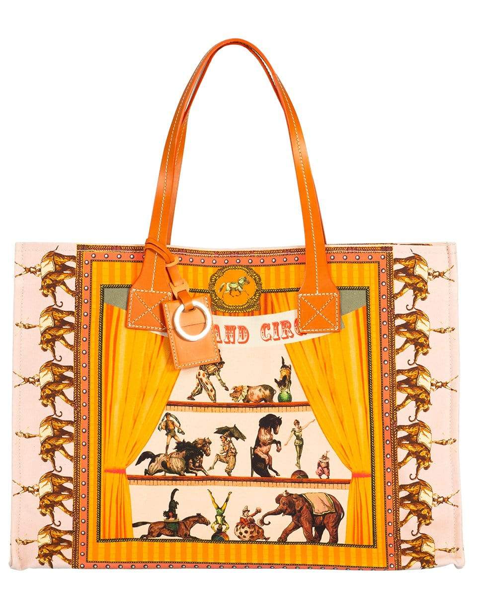 RANI ARABELLA-Circus Printed Canvas Tote-PINK