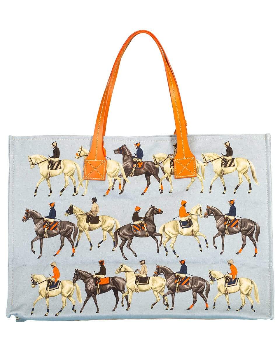 RANI ARABELLA-Polo Printed Canvas Tote-TEAL