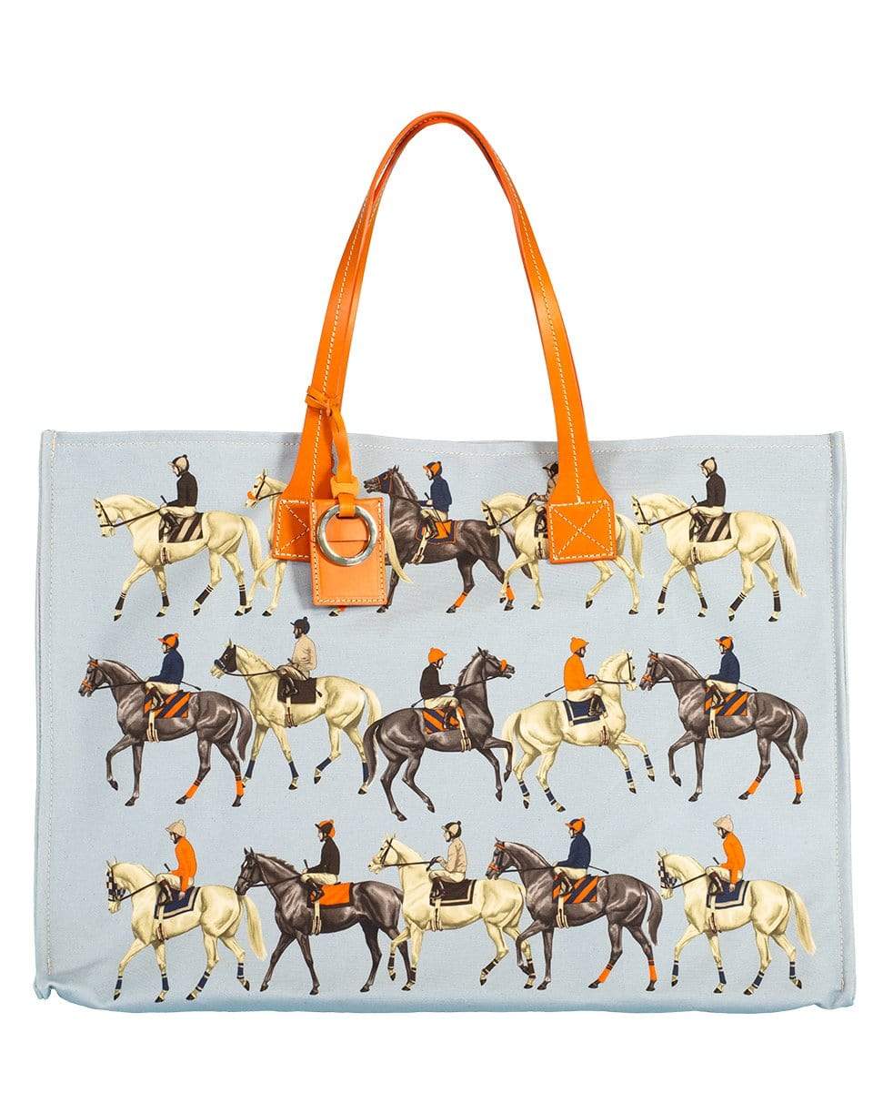 RANI ARABELLA-Polo Printed Canvas Tote-TEAL