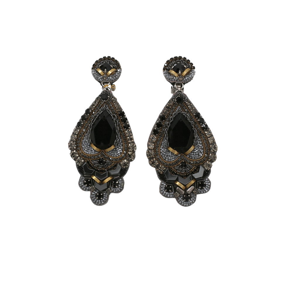 RANJANA KHAN-Brass Drop Earrings-BLK/BRSS