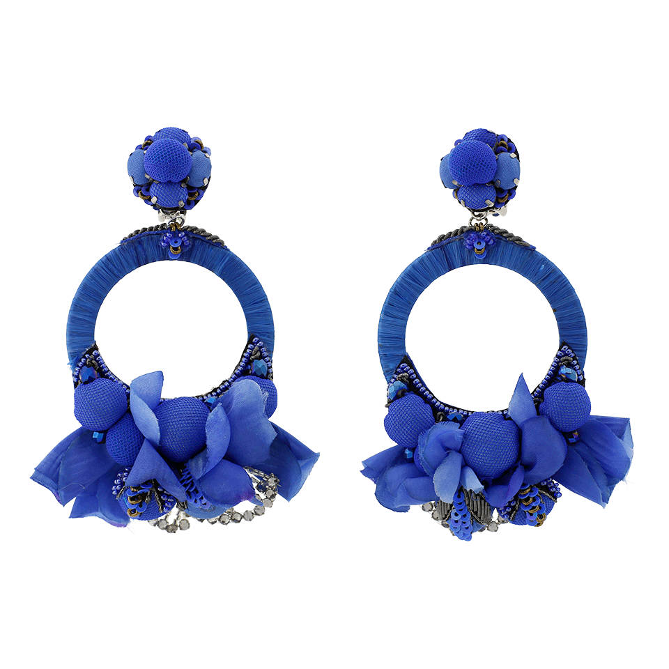RANJANA KHAN-Blue Flower Earrings-BLUE