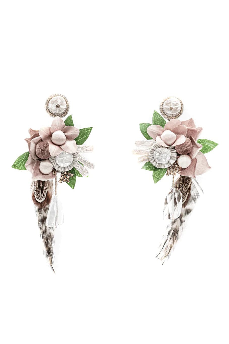 RANJANA KHAN-Hunter Silk Flower Earrings-MAUVE