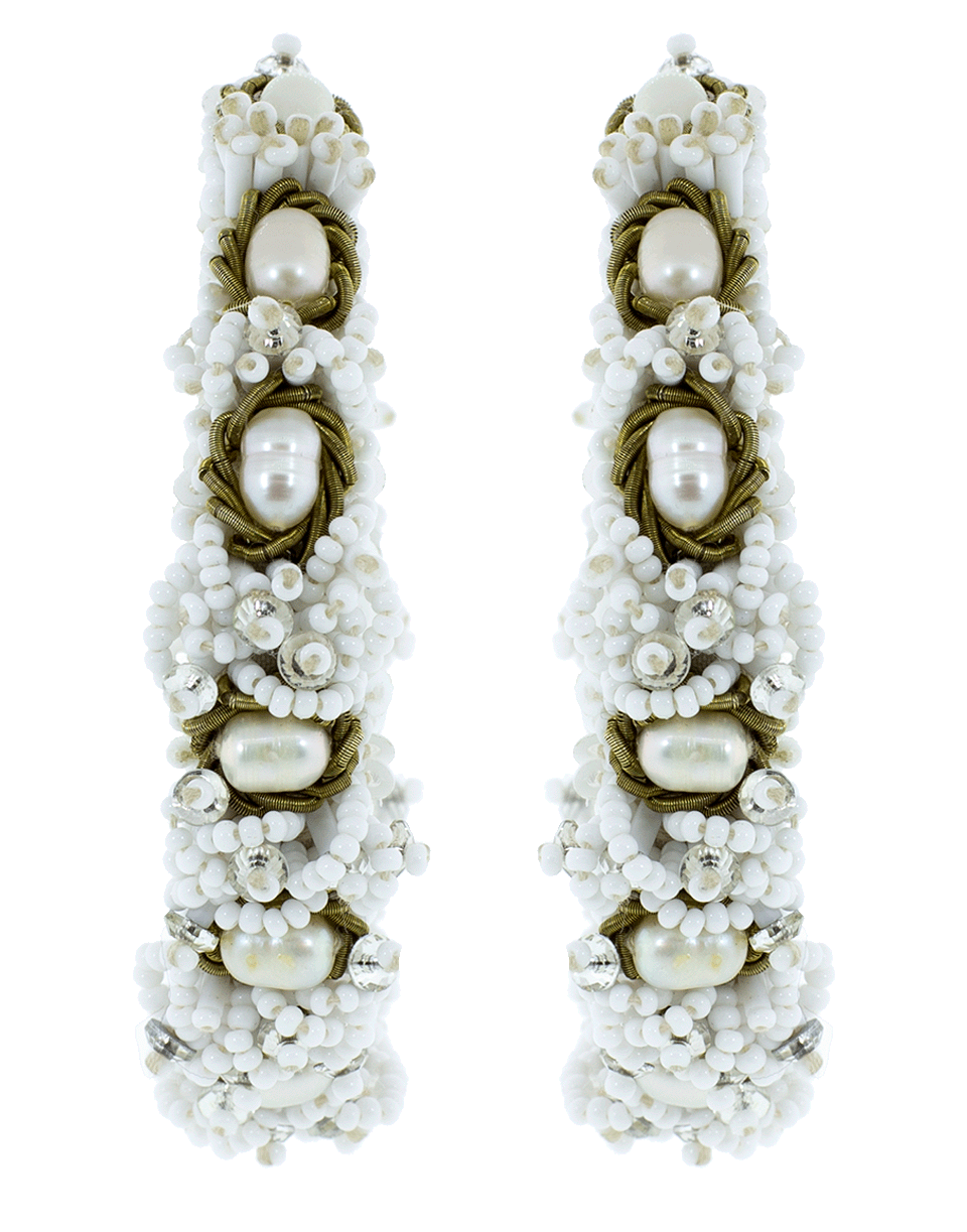 RANJANA KHAN-Annette Pearl Hoop Earrings-WHITE