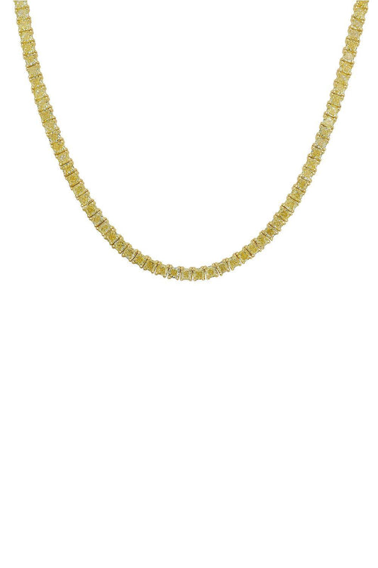 Yellow Diamond Cushion Tennis Necklace-YELLOW GOLD-JEWELRYFINE JEWELNECKLACE O-RARE COLORS BY NAMDAR