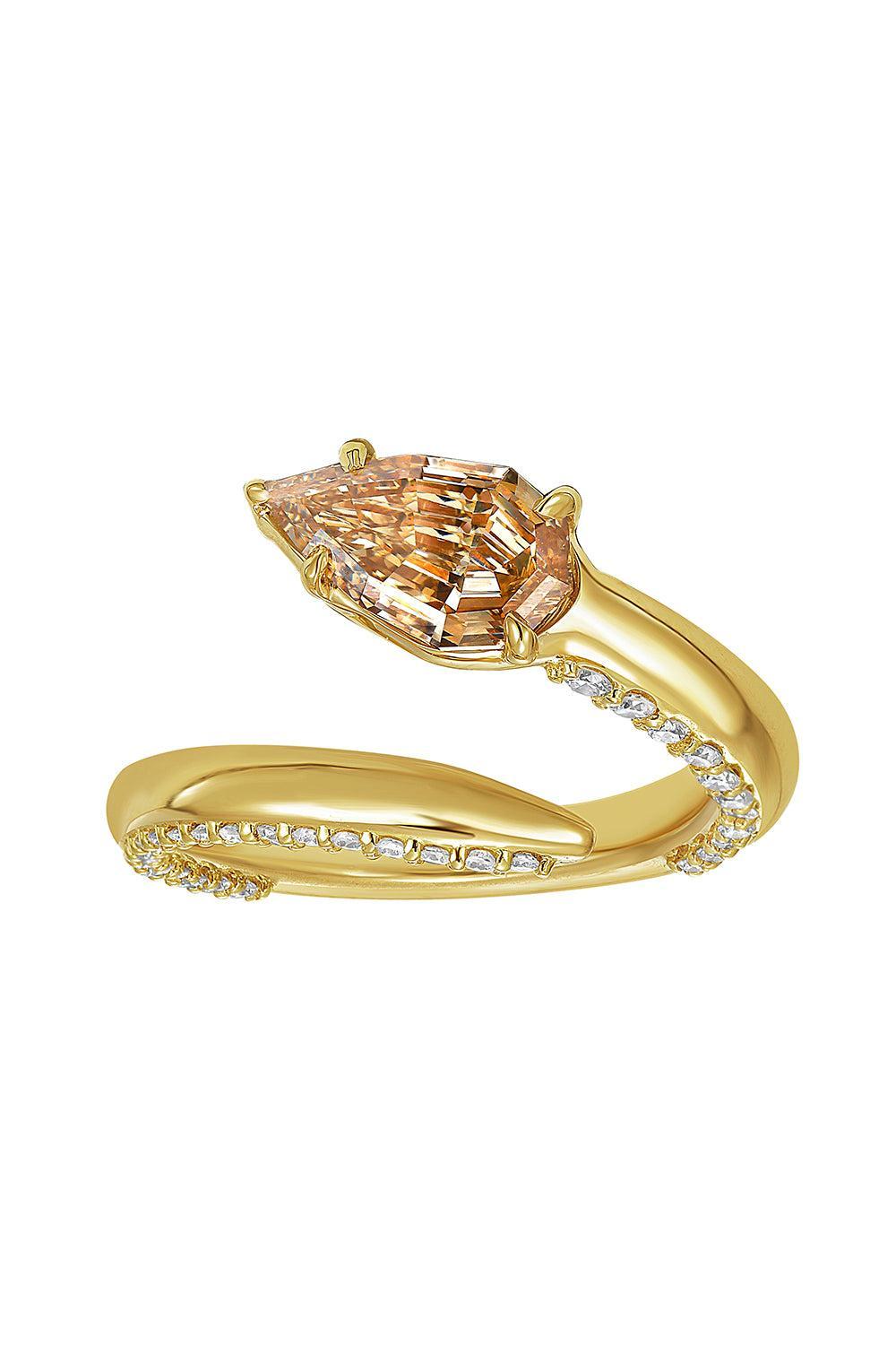 Pear Diamond Spiral Ring-YELLOW GOLD-6-JEWELRYFINE JEWELRING-RARE COLORS BY NAMDAR