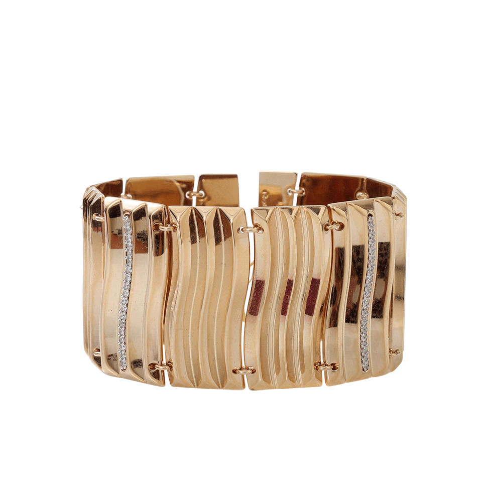 REBECCA-Wavy Flat Bracelet With Crystals-GOLD