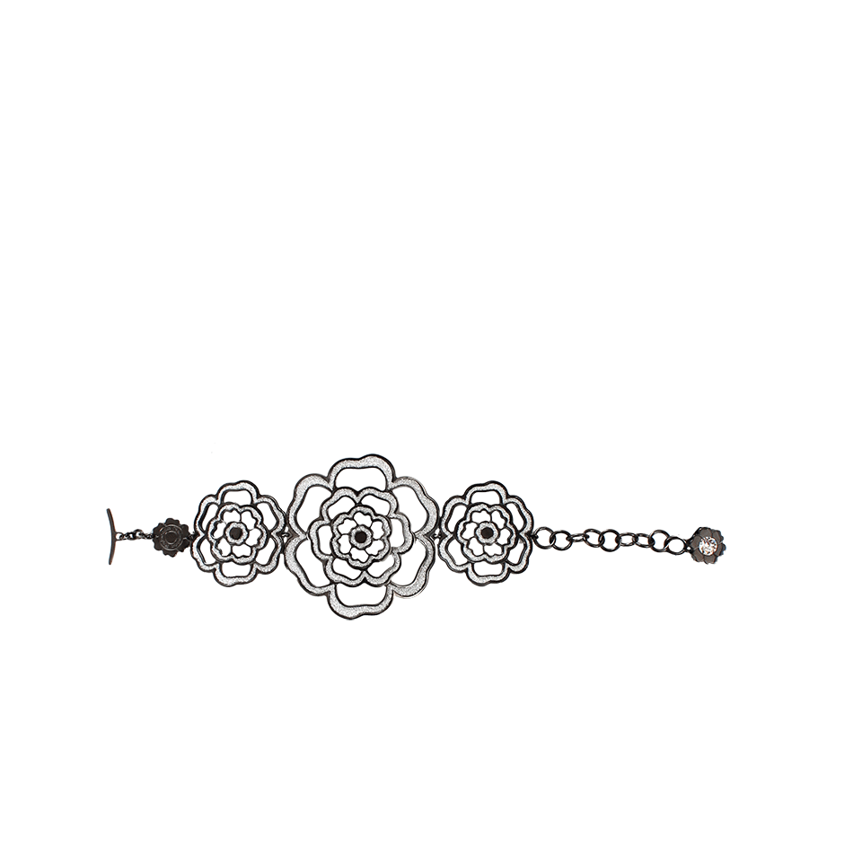 REBECCA-Tri Flower Glam Bracelet-GUNMETAL