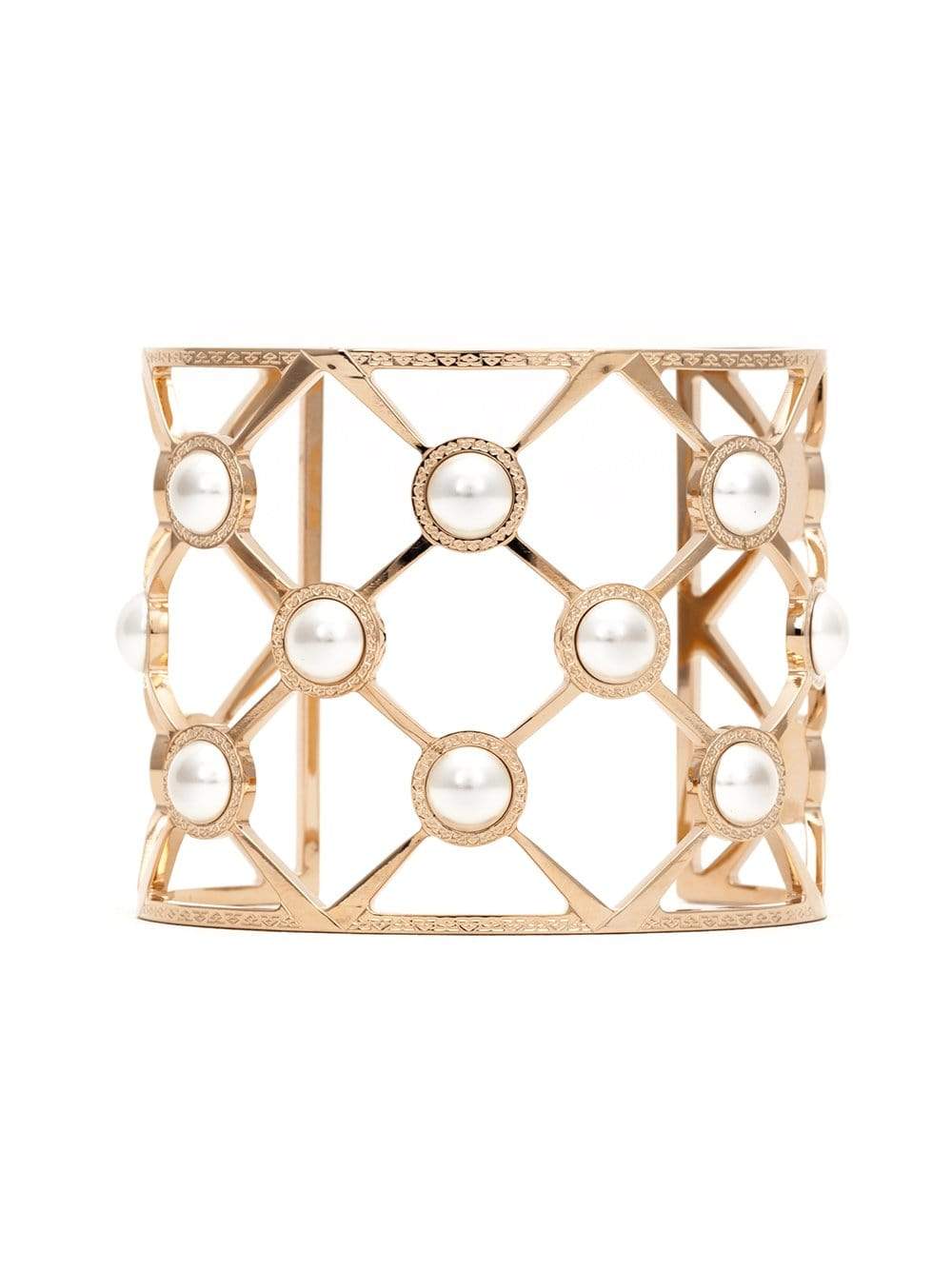 REBECCA-Elizabeth Wide Pearl Cuff-GOLD