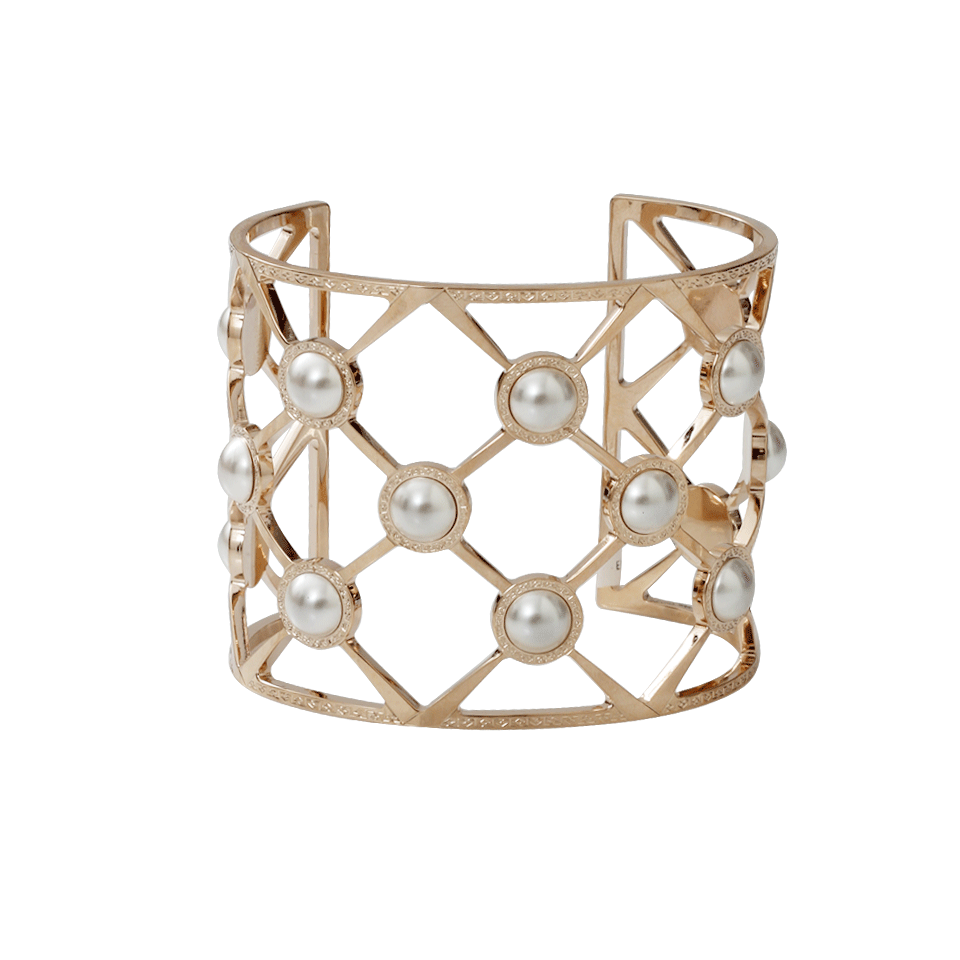 REBECCA-Elizabeth Wide Pearl Cuff-GOLD